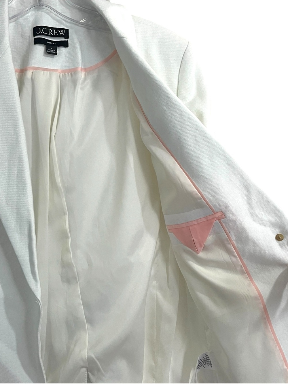 J.Crew Helena Linen Blend Blazer White One Button Career Jacket Size 6 Coastal - Picture 5 of 10